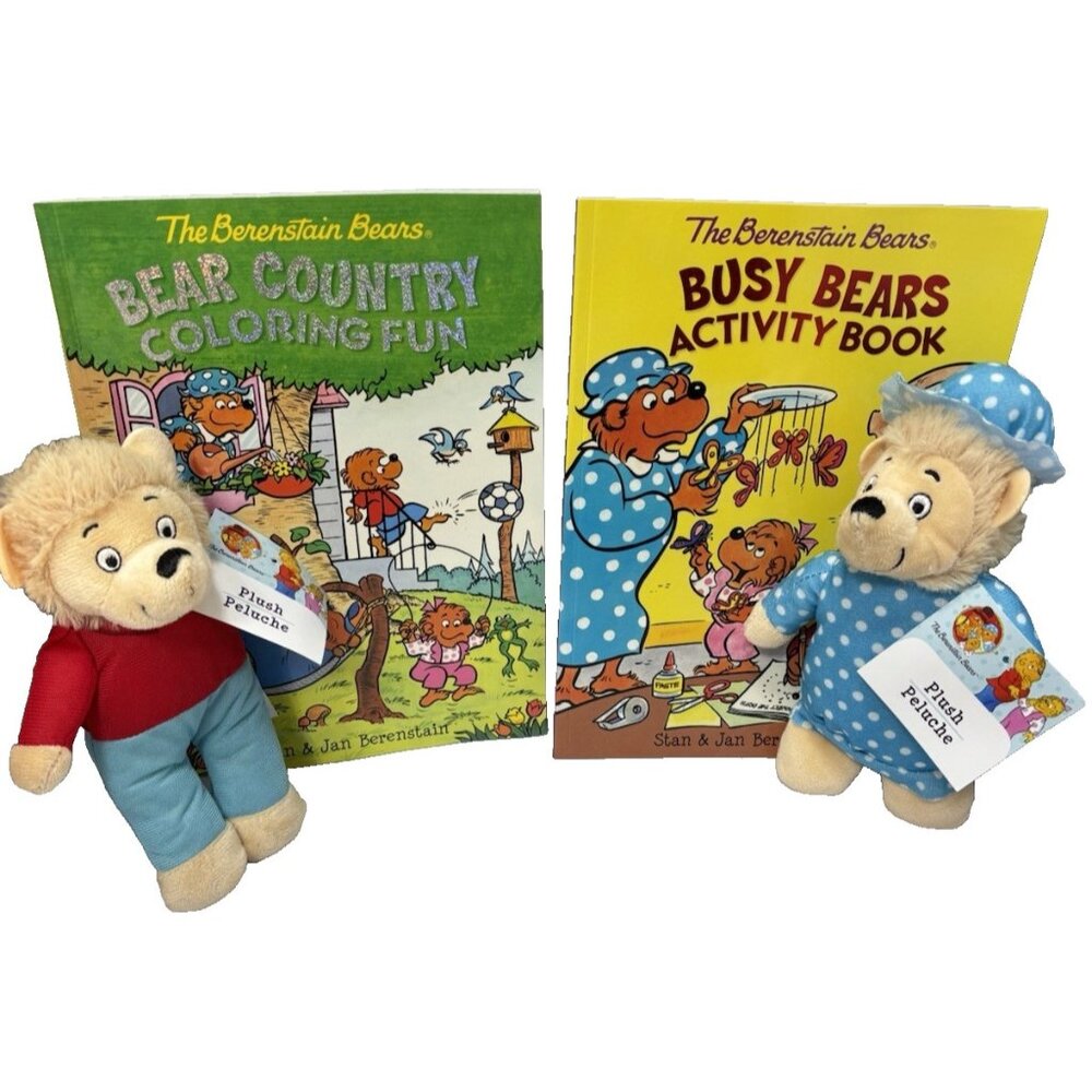 The Berenstain Bears Activity Books with Mama & Brother Plush Set Kids Bundle